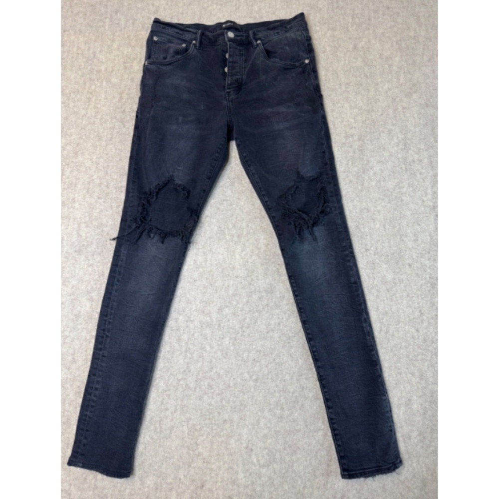 Purple Brand P002 Distressed Slim Jeans Mens 32x34 Dropped Fit Knee Blowout